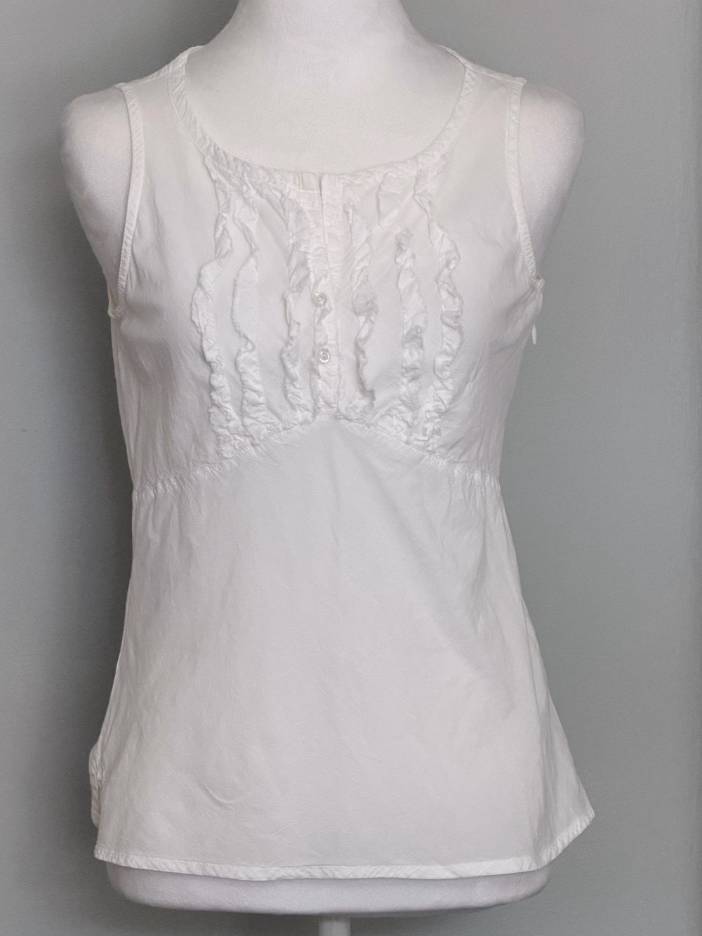 Anthro Odille Cotton Sleeveless Ruffle Detail Tank/Shell Side Zipper Size 4